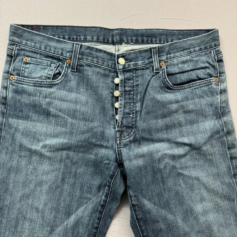 7 For All Mankind Standard Straight Leg Jeans Men 38 Blue Button Fly T521SSJ080U